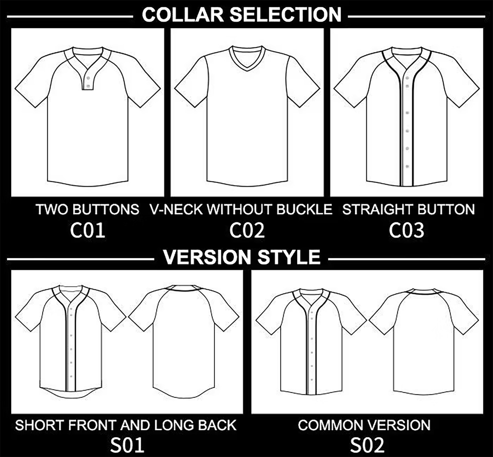 baseball jersey style selection
