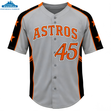 Team-Ready for Baseball Uniform Quick-Dry Durable Full-Button Jersey Custom Heat-Transfer Logo Number 100% Polyester XL