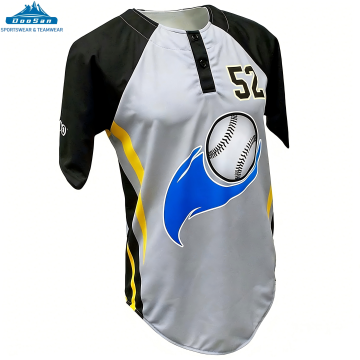 Contrast-Raglan Flame Baseball Jersey Henley Collar Athletic Tee Moisture-Wicking Breathable 100% Polyester Heat-Transfer Print