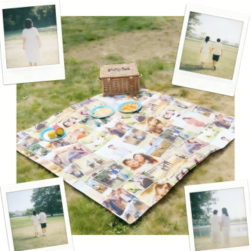 Custom Sublimation Polyester/Cotton Picnic Blanket - Outdoor Use