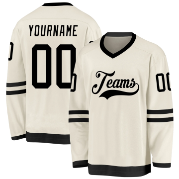 Custom Cream Black Hockey Jersey – Full Sublimation Print, Personalized Name & Number