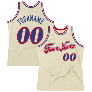 Custom Cream Royal Red Basketball Jersey - Authentic Throwback Sublimation Print