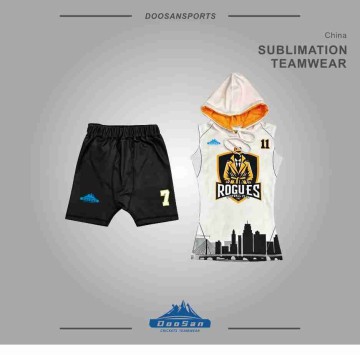 Ensemble de football flag par sublimation : maillot sans manches à capuche et short de sport, kit tactique 2 pièces