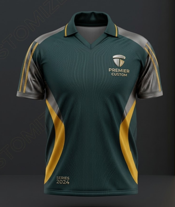 Premium Custom Cricket Jersey - Elite Deep Green & Satin Gold Edition