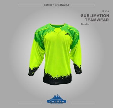 Custom Sublimation Neon Lime Green Hockey Jersey, Splatter Graphic V-Neck Long Sleeve Ice Hockey Practice Shirts for Men/Youth