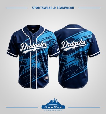 Drdgels Motorcycle Themed Full Sublimation Button Up Baseball Jersey, Navy Blue Graphic Short Sleeve Baseball Shirt