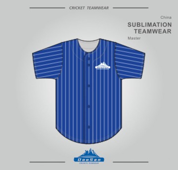 Blue Vertical Pinstripe Custom Baseball Jersey - Full Button