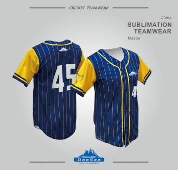 Pinstripe Color-Block Button-Up Baseball Jersey