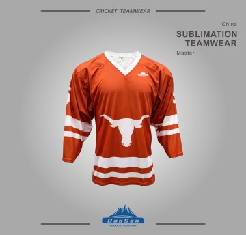 Custom Sublimation Cricket Teamwear Orange Longhorn Printed Ice Hockey Jerseys Training Shirts for Men