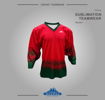Custom Sublimation Cricket Teamwear Red Green Gradient Dot Printed Ice Hockey Jerseys Sports Training Shirts
