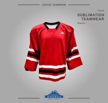 Custom Sublimation Ice Hockey Jersey Red Blank Hockey Wear Striped Team Uniform Training Shirts