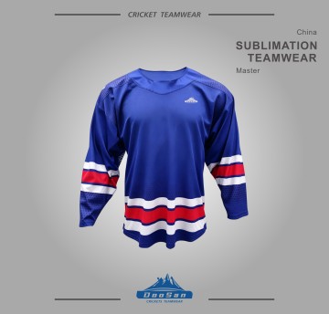 China Factory OEM Custom Sublimation Ice Hockey Jerseys Royal Blue V-Neck Printed Hockey Practice Teamwear