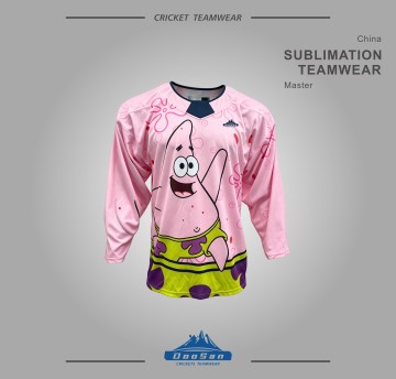 Custom Sublimated Pink Ice Hockey Jersey Cartoon Star Character Printed Novelty Hockey Shirts Team Uniforms