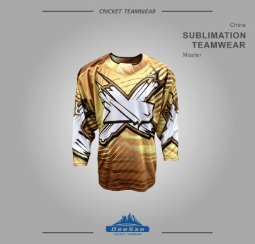 Custom Sublimated Gold Ice Hockey Jersey Bold Graphic X Printed Hockey Shirts Breathable Team Uniforms