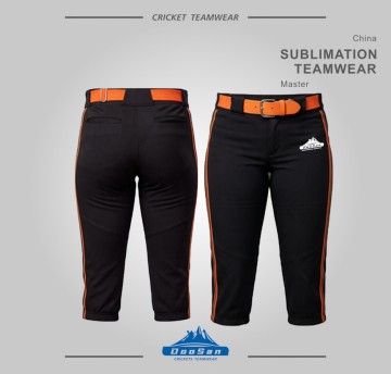 Black 3/4 Sublimation Baseball Pants with Orange Piping