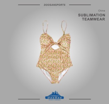 Elegant Sublimation Print One-Piece Swimsuit – Adjustable Thin Straps & Open Back