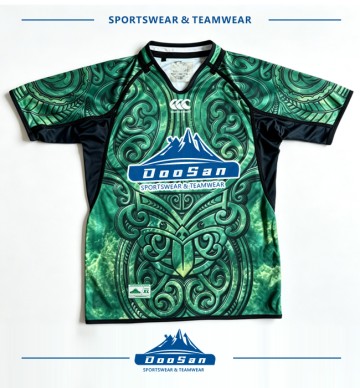 Custom Full Sublimation Maori Tribal Pattern Rugby Jersey Short Sleeve V‑Neck Team Rugby Sport Shirt