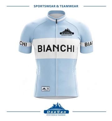 Vintage Bianchi Light Blue Short Sleeve Cycling Jersey Men Classic Road Bike Bicycle Racing Jersey