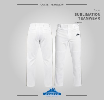 White Sublimation Baseball  Pants with Side Piping
