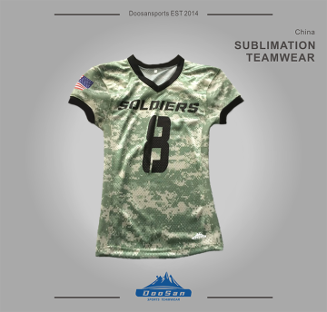 Custom Green Digital Camo American Football Jersey - SOLDIERS #8 with USA Flag Patch