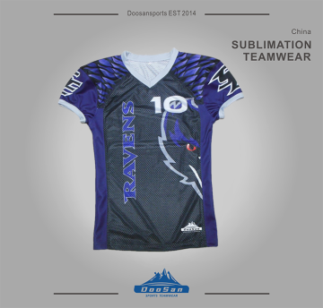 Black Mesh Football Jersey with RAVENS Logo and Number 10 - Purple Shoulder Accents