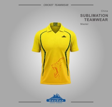Wholesale Custom Printed Men Cricket Team Uniform Breathable Quick Dry V-Neck Polo Shirt