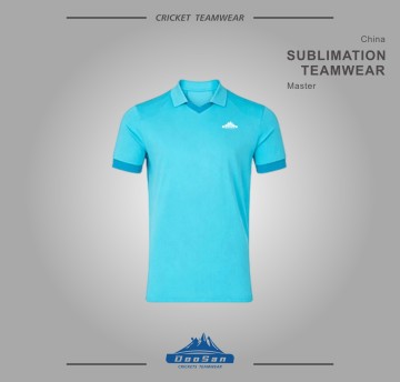 Wholesale Custom Printed Men Cricket Team Uniform Breathable Quick Dry V-Neck Polo Shirt