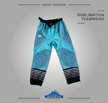 Cyan Blue Honeycomb Printed Hockey Shell Pants Custom Pink Striped Sublimation Sports Trousers