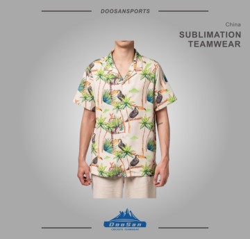 Men's Tropical Print Short Sleeve Shirt – Custom Logo Sublimation Casual Top
