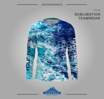 Custom Ocean Wave Sublimation Fishing Shirt – Personalized Name Performance Long/Short Sleeve