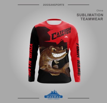 Custom Sublimation Fishing Jersey – Bold Red & Black Sport Design Personalized Performance Shirt