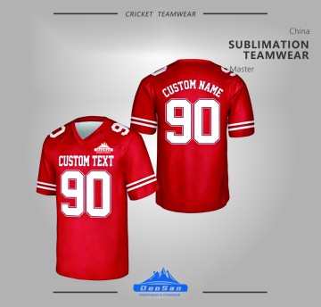 Custom Sublimated Red American Football Jersey Short Sleeve V Neck Team Uniform With Custom Name Number