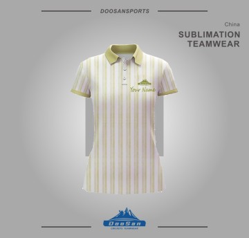Custom Sublimation Golf Apparel – Elegant Striped Polo for Women