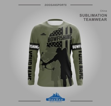 Military Green Sublimation Fishing Jersey – Custom Name Long Sleeve Performance Shirt