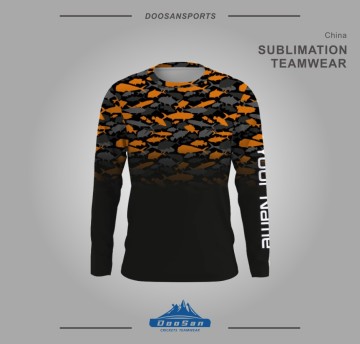 Orange Black Gradient Fishing Shirt – Customizable Long Sleeve & Hooded Version