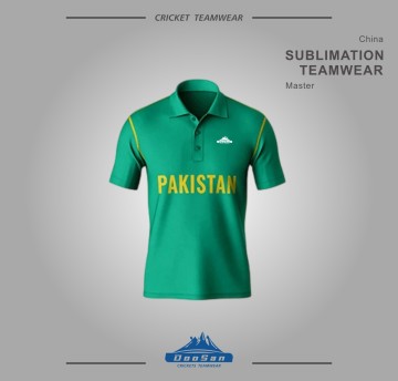 Wholesale Custom Printed Men Green Cricket Team Uniform Breathable Quick Dry Polo Shirt