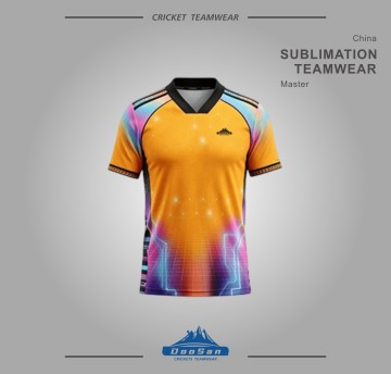 Men's Short Sleeve Cricket Team Jersey - Lightweight Breathable Vibrant Gradient V-Neck Shirt