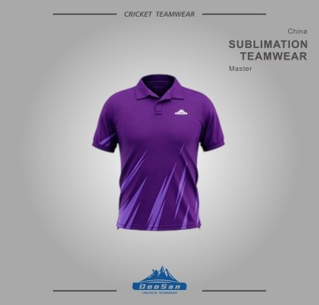 Custom Sublimated Purple Cricket Jersey Short Sleeve Sports Polo Shirt Teamwear