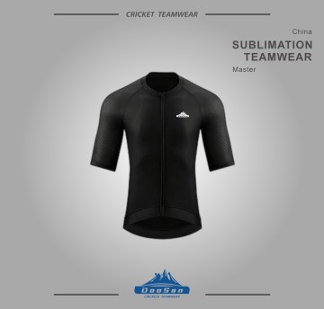 Wholesale Custom Solid Black Textured Sleeve Cycling Uniform Breathable Short Sleeve Bicycle Shirt