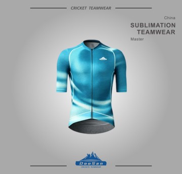 Wholesale Custom Printed Cyan Wave Line Graphic Cycling Uniform Breathable Short Sleeve Bicycle Shirt