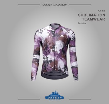 Custom Sublimated Purple Splatter Long Sleeve Cycling Jersey Full Zip Bike Shirt