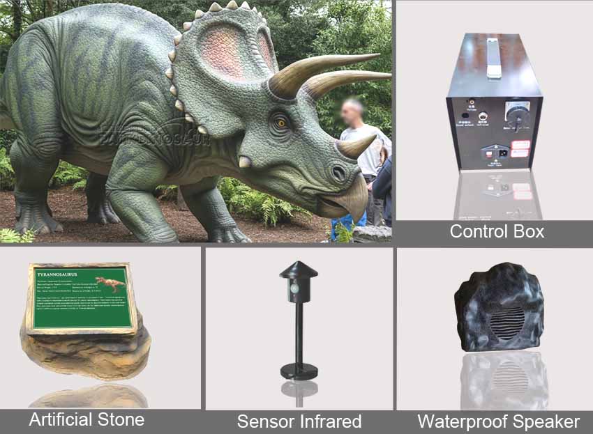 Estátua realista de dinossauro Triceratops - Acessórios