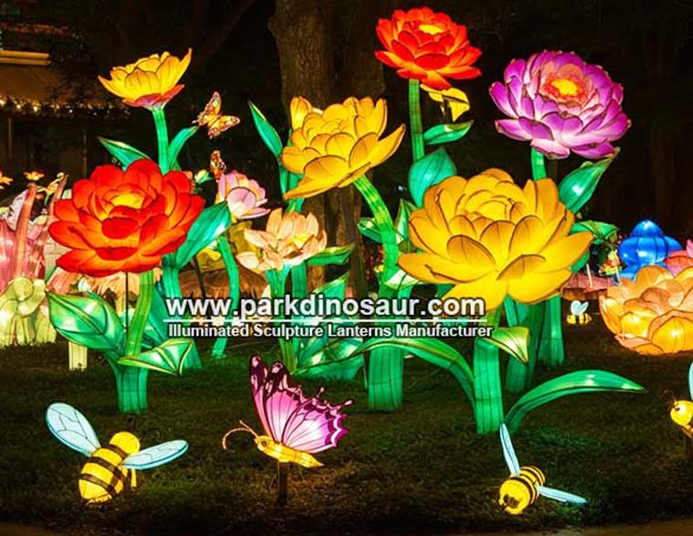 Bloemlantaarns voor het Chinese Lantaarnfestival, geschikt voor een lichtshow | Chinese fabrikant Parkdinosaur