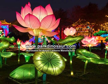 Verlichte lotuslantaarns voor de nachtelijke decoratie van het Chinese lantaarnfestival | Chinese fabrikant Parkdinosaur