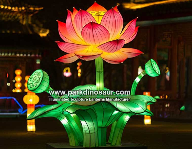 Verlichte lotuslantaarns voor de nachtelijke decoratie van het Chinese lantaarnfestival | Chinese fabrikant Parkdinosaur