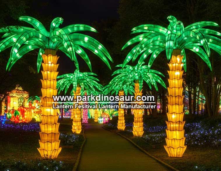 Lichtgevende festivallantaarn met palmboomverlichting | Chinese fabrikant Parkdinosaur