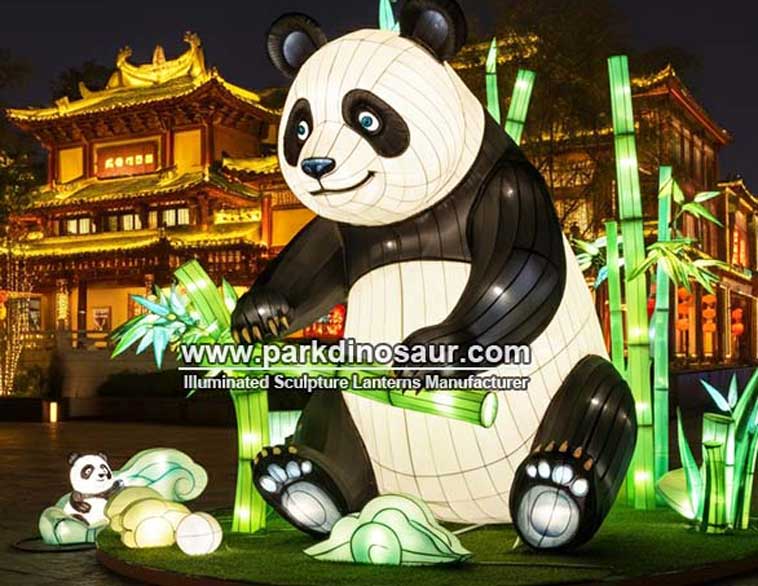 Gepersonaliseerde panda-lantaarn met cartoon dierenthema, decoratieve verlichting voor shows | Fabrikant uit China