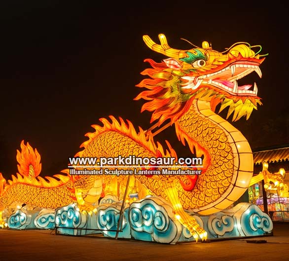 Lanterna iluminada em forma de dragão chinês para exibição noturna em parques temáticos - 01