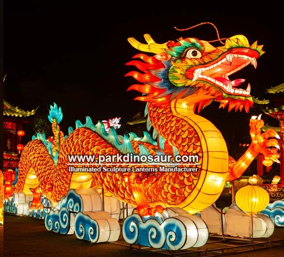 Lanterna iluminada em forma de dragão chinês para exibição noturna em parques temáticos - 02