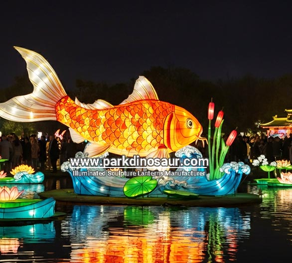 Festival van lichtjes: lantaarns met tropische vissen als thema voor parkdecoratie